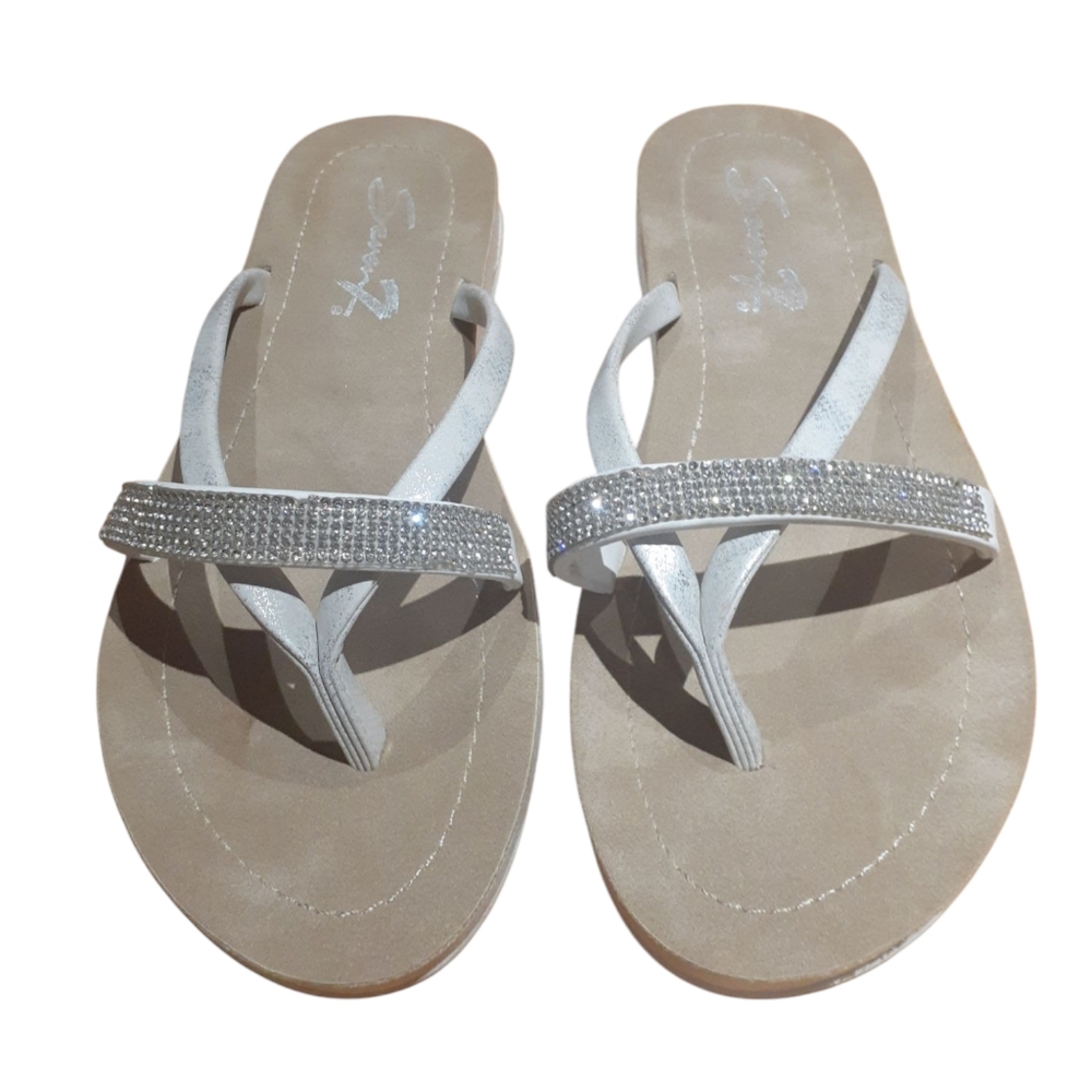 Seven7 Women's Bondi Blonde Rhinestone Embellished Sandals Size 10